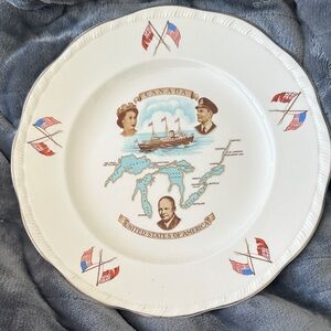 Commemorative Canada and USA Plate with Historical Figures